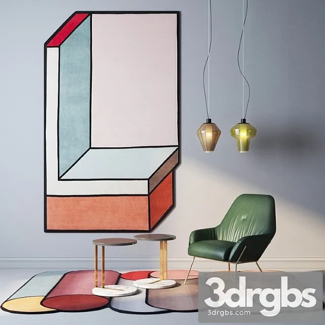 CC Tapis Rugs Foscarini Diesel lamps ASIA Leather Armchair 3D Model Free