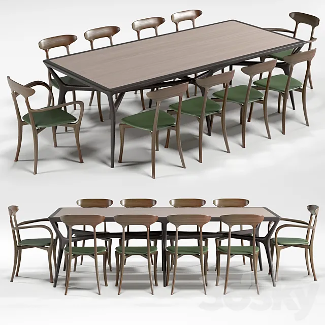 CeccottiCollezioni SEVENMILES table MA BELLE chairs 3D Model
