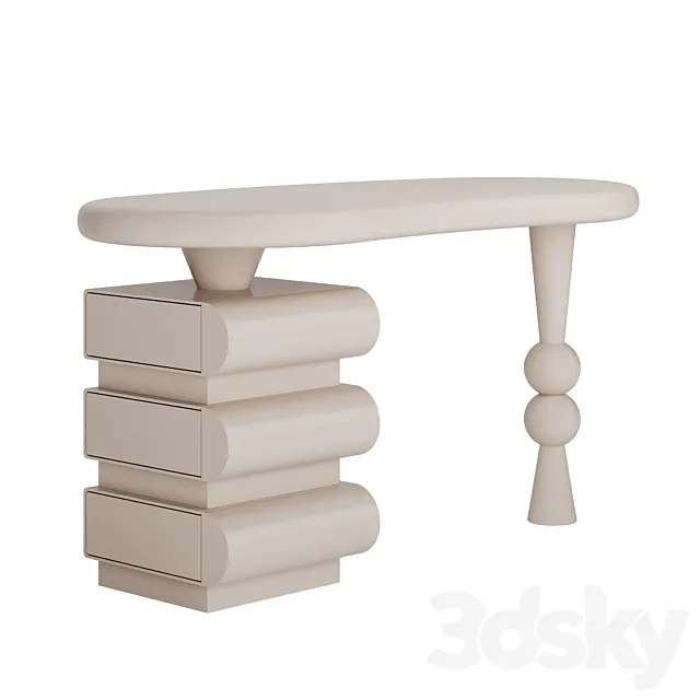 Cecil Unique Shape Desk 3D Model