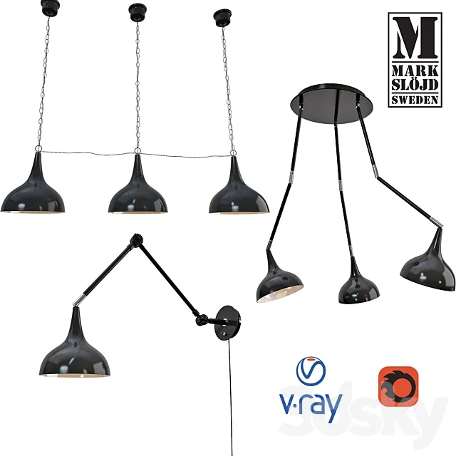 Ceiling and wall light from MARKSLOJD Sweden model STANFORD. 3D Model