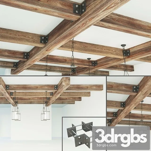 Ceiling beams wooden 3D Model Free