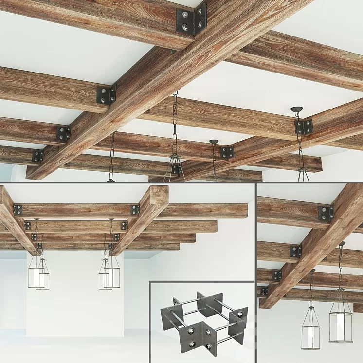 Ceiling beams wooden 3D Model