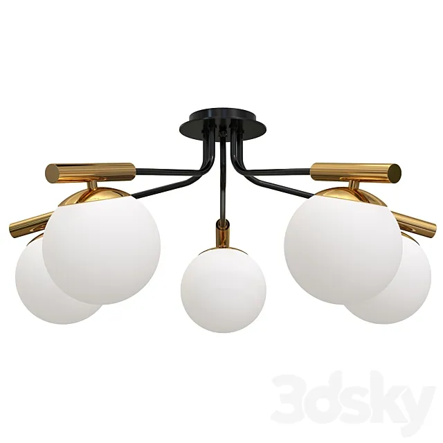 Ceiling chandelier Paolina with glass shades 3D Model