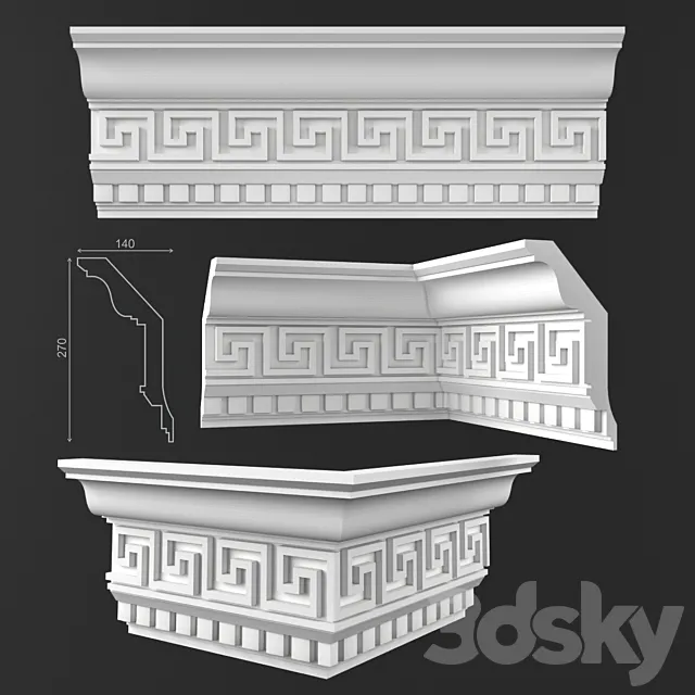 Ceiling cornice 50 KO 016 Gp 3D Model