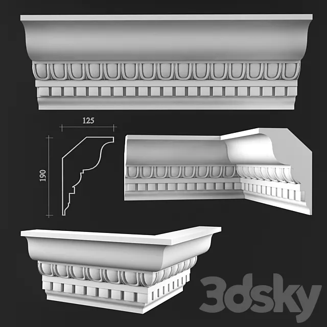 Ceiling cornice K195 3D Model