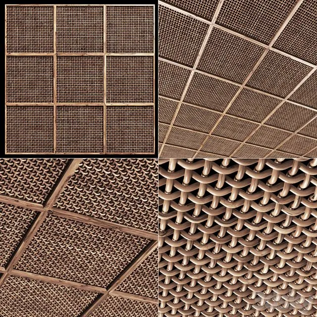 Ceiling crooked thick branch rattan 3D Model