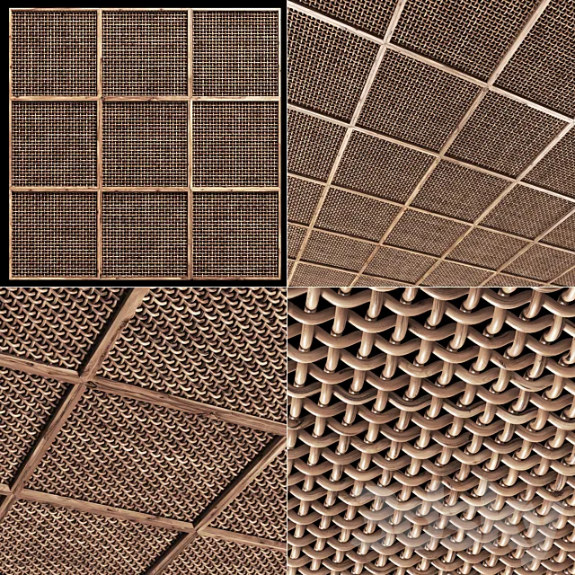 Ceiling crooked thick branch rattan n1 _ Ceiling of curved thick rattan branches 3D Model