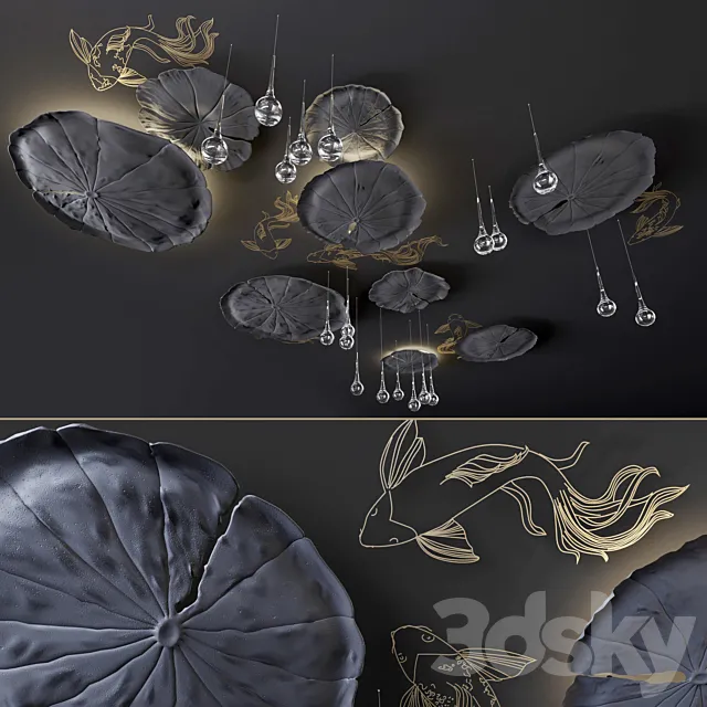 Ceiling decor - Water Lily and fish L Free Download