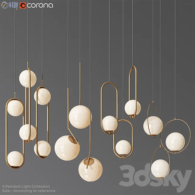 Ceiling Light Collection 3 - 4 Type 3D Model