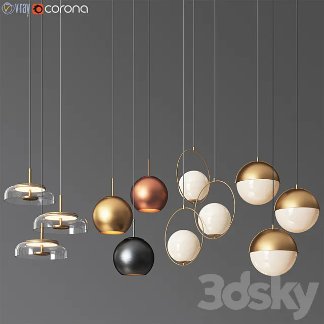 Ceiling Light Collection 4 - 4 Type 3D Model