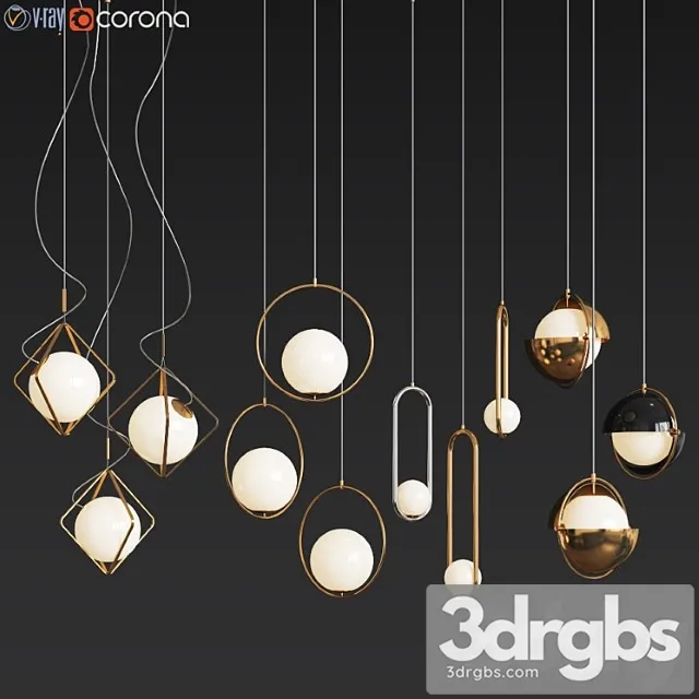 Ceiling light collection – 4 type 3D Model Download