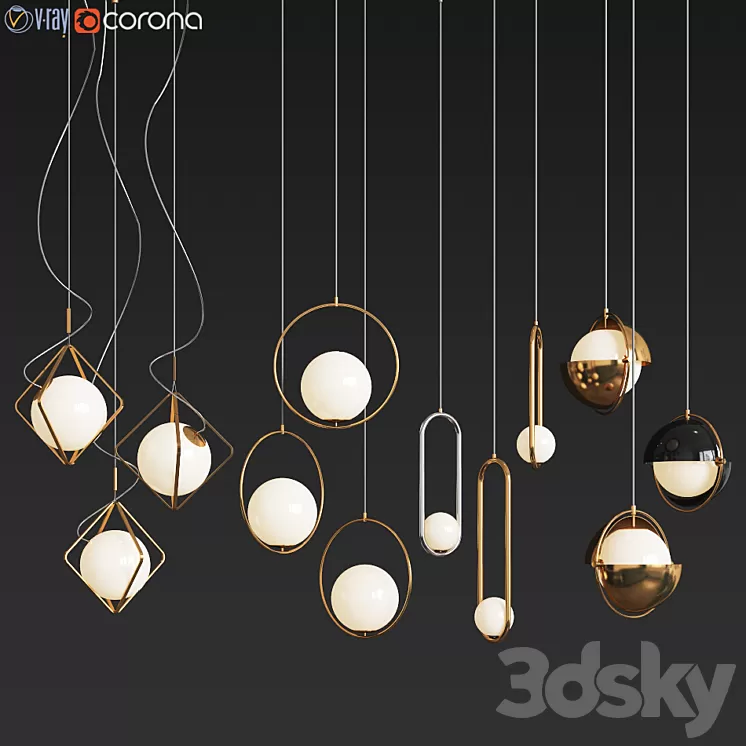 Ceiling Light Collection - 4 Type 3D Model