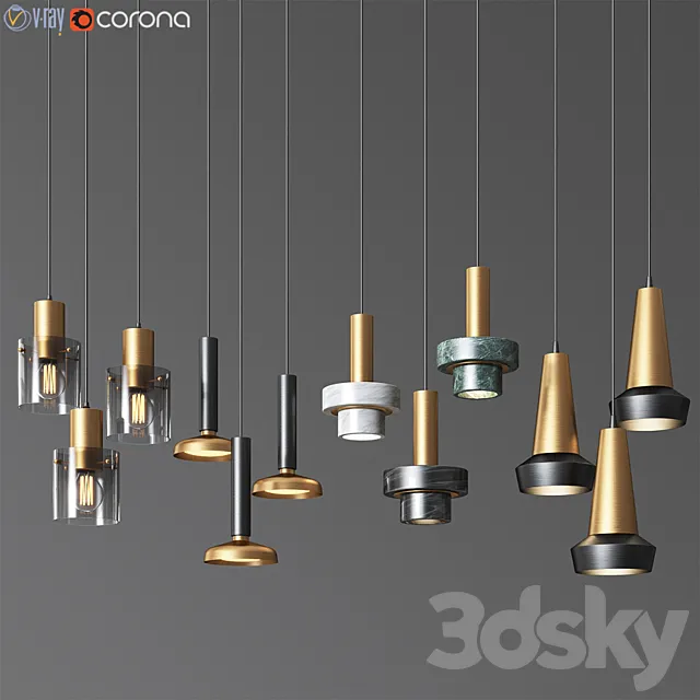 Ceiling Light Collection 7 - 4 Type 3DModel