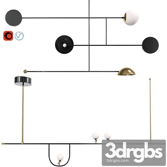 Ceiling light set 31 3D Model Free