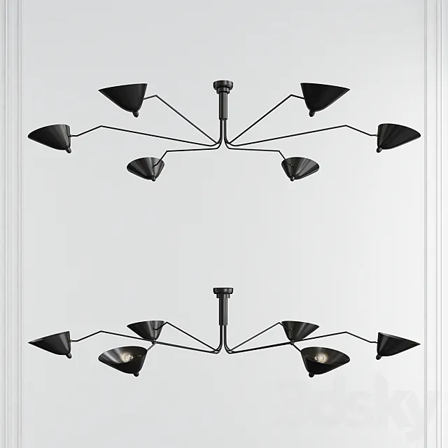 CEILING LIGHT WITH 6 PIVOTING ARMS 3DModel