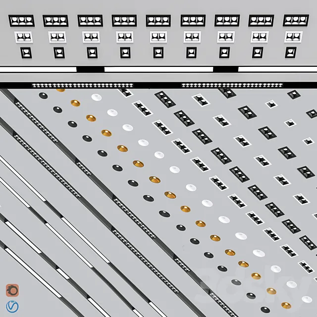 Ceiling lighting set 3 3D Model