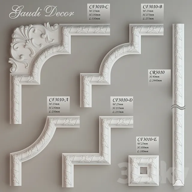 Ceiling molding corner pieces "Gaudi Decor" 3DModel