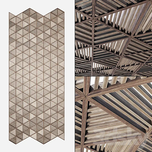 Ceiling parametric Triangle rail n2 _ Rack ceiling made of parametric triangles No. 2 3D Model