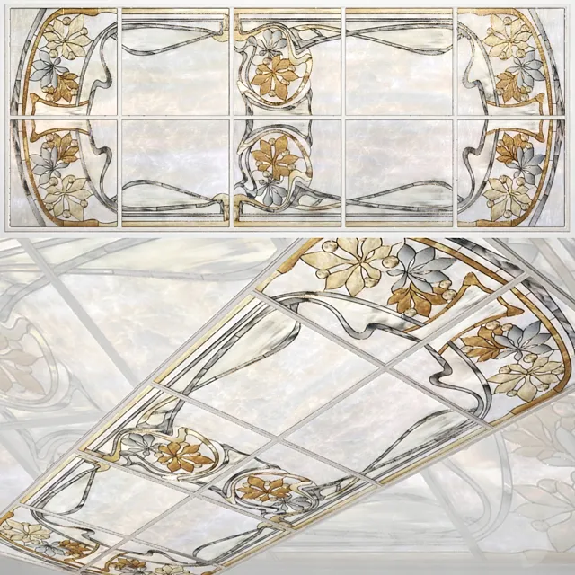 Ceiling stained-glass window Art Nouveau 3D Model