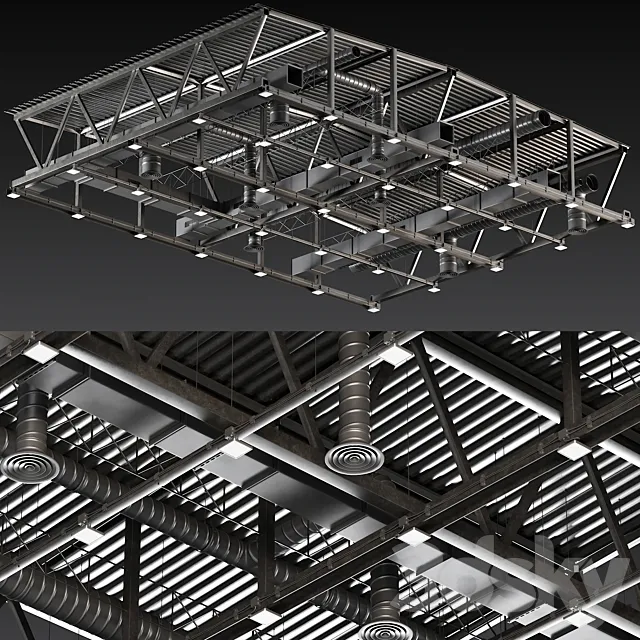 Ceiling Ventilation Black 3DModel