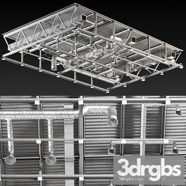 Ceiling ventilation gray 3D Model Free