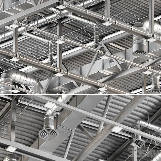 Ceiling Ventilation Grey 3D Model