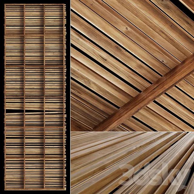 Ceiling wood rod n1 3D Model