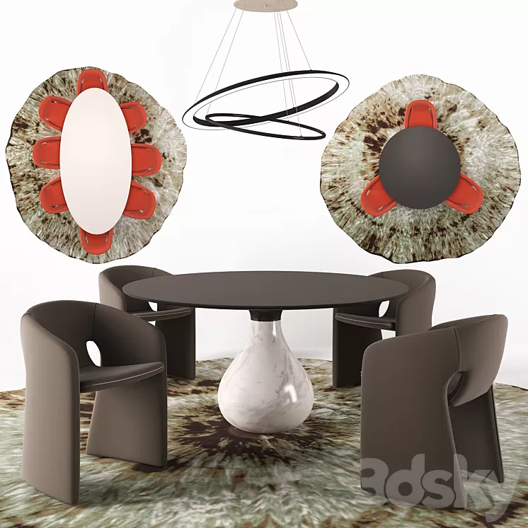 Celeste Armchair Aqua Dining table OO Suspension 3D Model