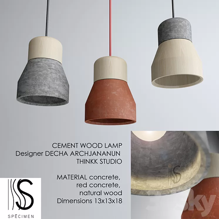 Cement Wood Lamp 3D Model