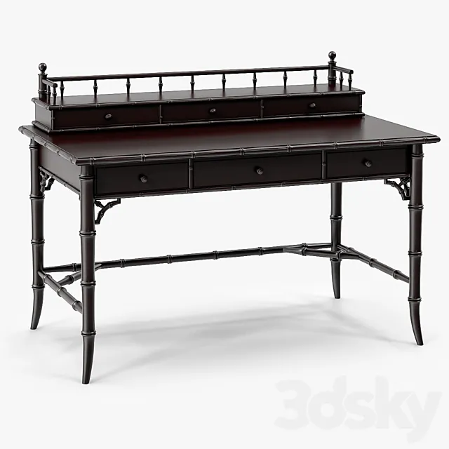 Century Furniture Faux-Bamboo Black Desk 3D Model