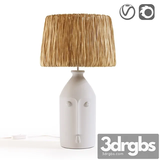 Ceramic and Raffia Lamp Manoni 3D Model Free