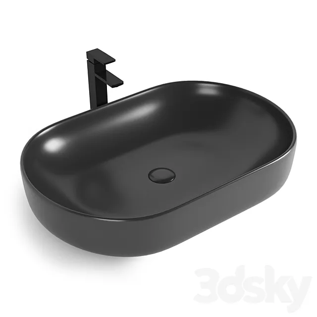 Ceramic countertop washbasin matt beige BB1084-H316 3D Model