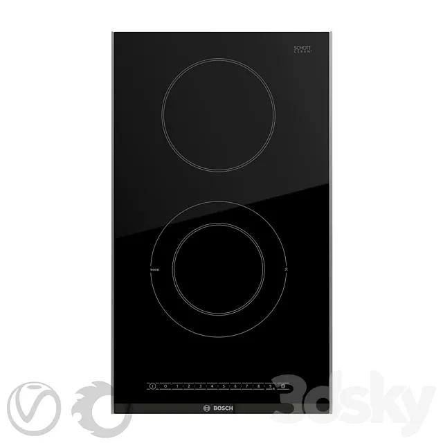 Ceramic electric hob BOSCH PKF375FP1E 31cm 3D Model