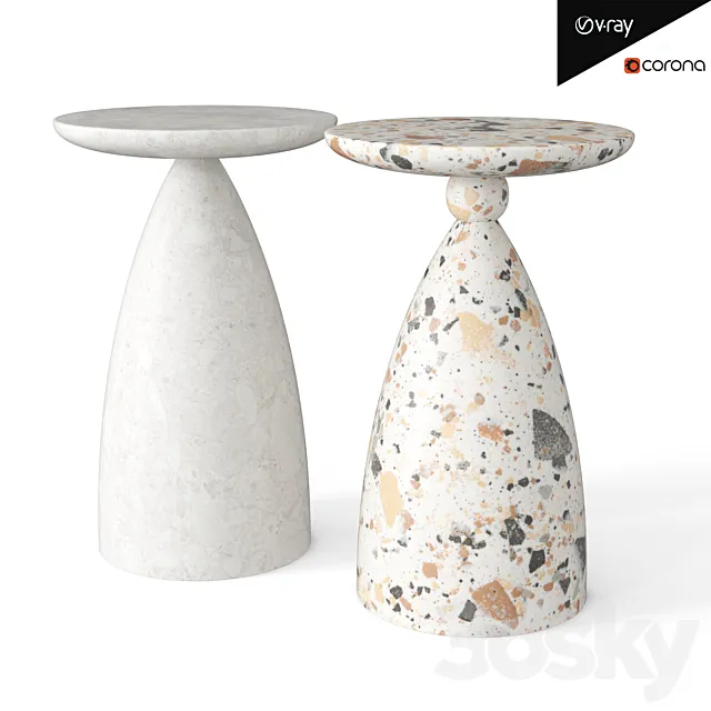 Ceramic garden stool set 7 3D Model