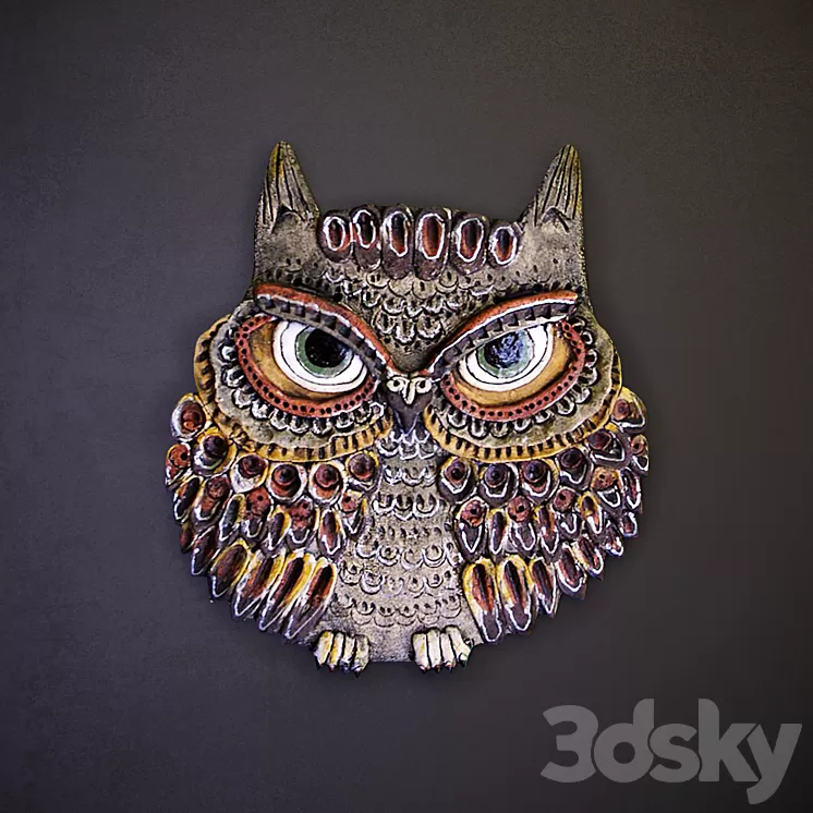 Ceramic panel "Owl" (3 pieces) 3D Model