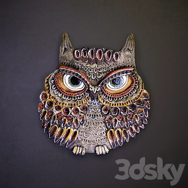 Ceramic panel "Owl" (3 pieces) 3DModel