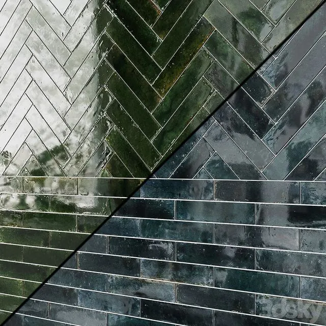 Ceramic tile 2 x 9 Porcelain Subway Wall and Floor Tile 3D Model