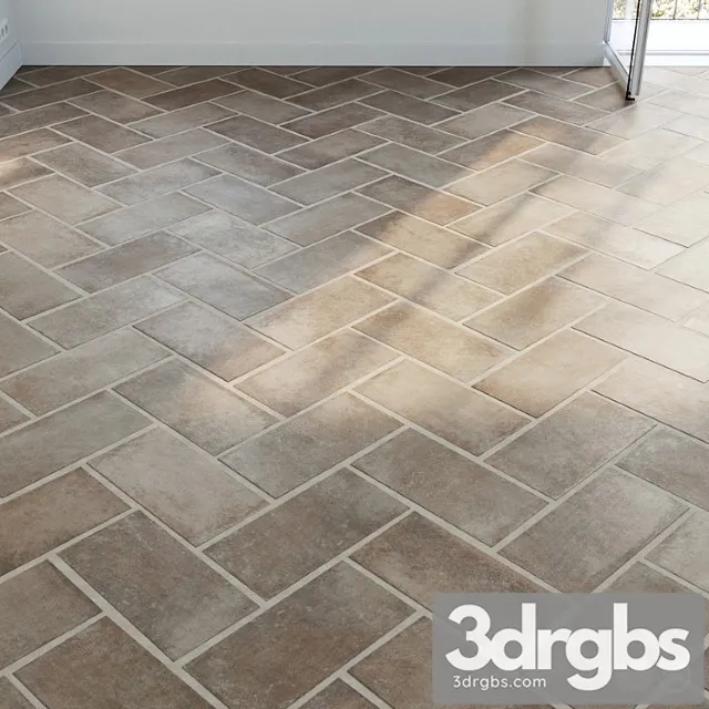 Ceramic Tile Set 01 Terracotta Herringbone 3D Model Free