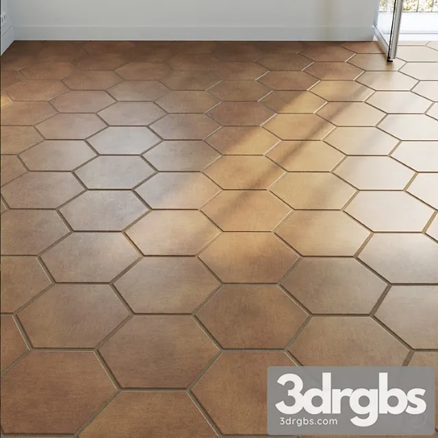 Ceramic Tile Set 03 Hexagon Natural Terracotta 3D Model Free