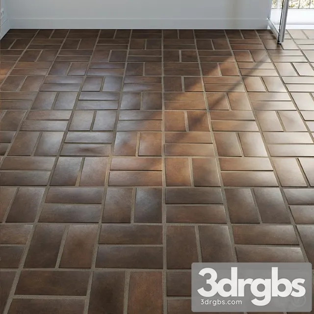 Ceramic tile set 05 - dark terracotta 3D Model Free