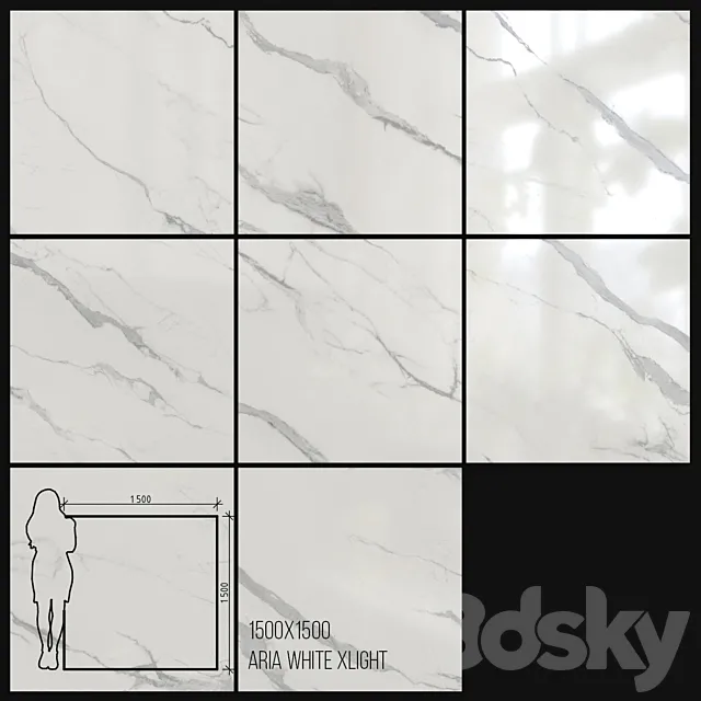 Ceramic Tile Urbatek Porcelanosa Xlight Aria White 1500x1500 3DModel