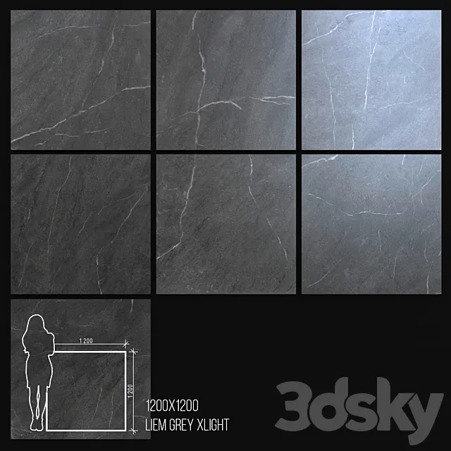 Ceramic Tile Urbatek Porcelanosa Xlight Liem Gray 1200x1200 3D Model