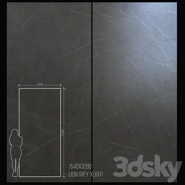 Ceramic Tile Urbatek Porcelanosa Xlight Liem Gray 1540x3280 3D Model