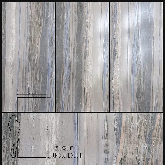 Ceramic Tile Urbatek Porcelanosa Xlight Unik Blue 1200x2500 3D Model