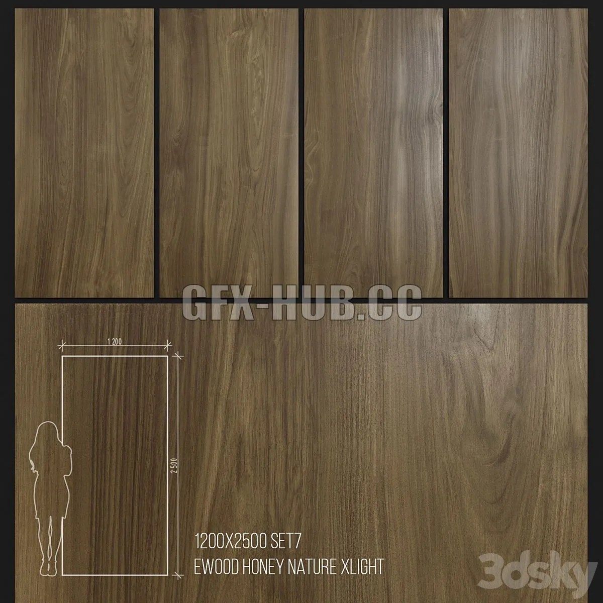 Ceramic Tile Urbatek Xlight 1200 X2500 Ewood Honey Nature 3D Model