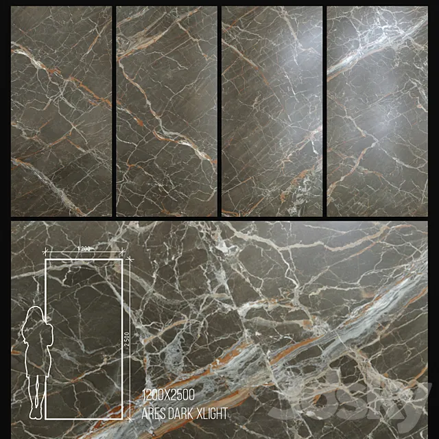 Ceramic Tile Urbatek Xlight 1200X2500 Ares Dark 3D Model