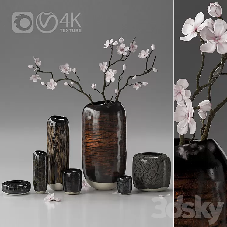 Ceramic vase decor set 3D Model