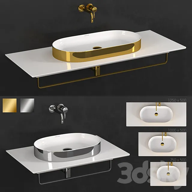 Ceramica Catalano Horizon Washbasin Gold-White + Silver-White 3D Model