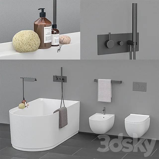Ceramica Cielo bath set 3D Model