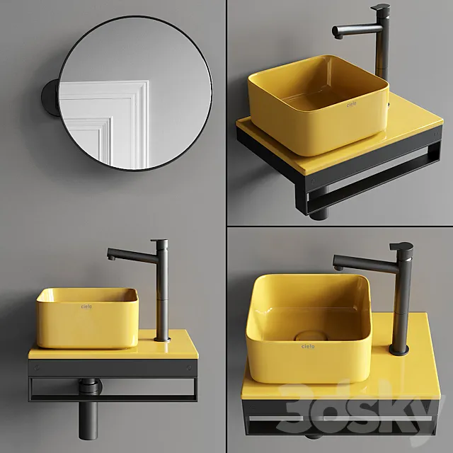 Ceramica Cielo Shui Comfort art. Milaq Square Washbasin Set 2 3D Model